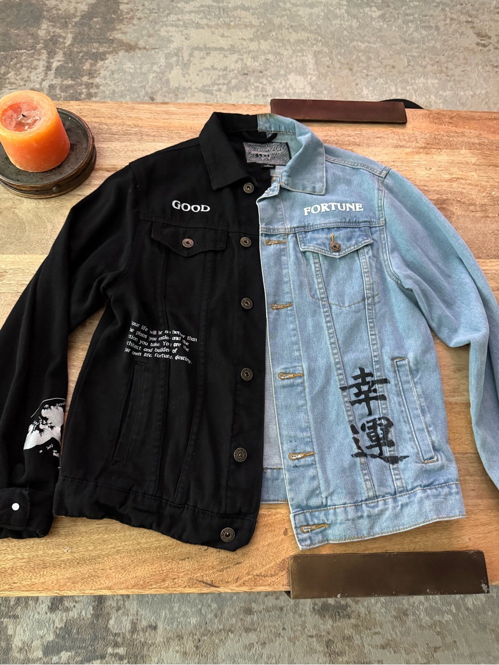 Good Fortune Two-Tone Women’s Denim Jacket - Black & Light Blue